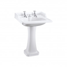 Burlington Classic Rectangle 650 Basin with Invisible Overflow and Pedestal