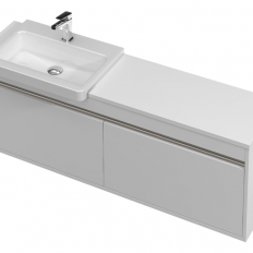 St Michel City 40 Vanity 1400 Wall with Semi-Recessed Basin - 2 Drawers, Left Hand