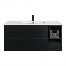 Aquatica Katrina Black Vanity Cabinet and Top 1200mm, 2 Drawers, 1 Side Shelf
