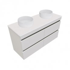 Newtech Vega Wall Hung Double Tier Vanity 1200mm Double Basin 4 Drawer