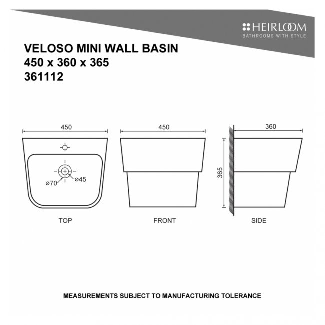 Heirloom Veloso Mini Wall Basin