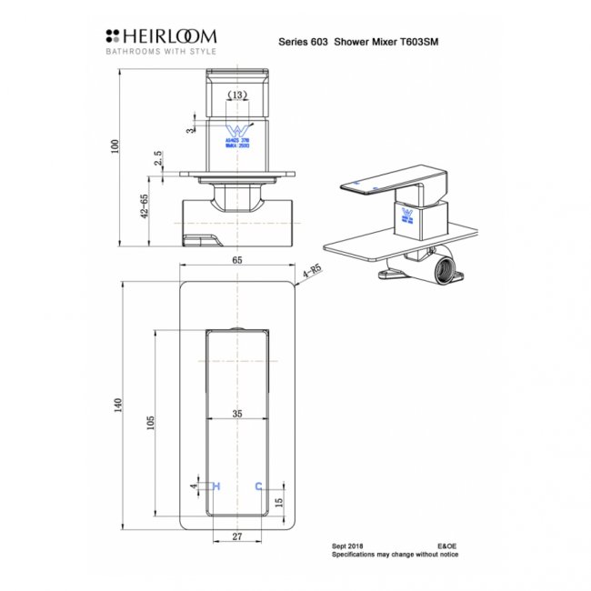Heirloom 603 Series Shower Mixer - Chrome