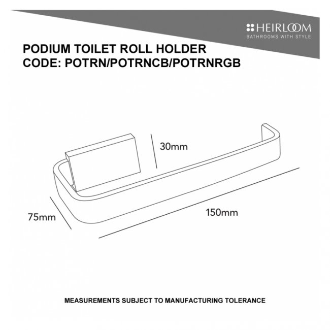 Heirloom Podium Toilet Roll Holder Chrome 