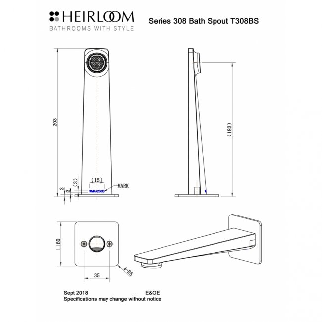 Heirloom 209 Series Spout - Brushed Nickel