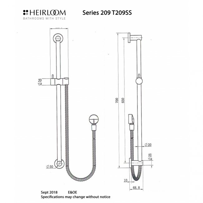 Heirloom 209 Series Shower Set - Brushed Nickel