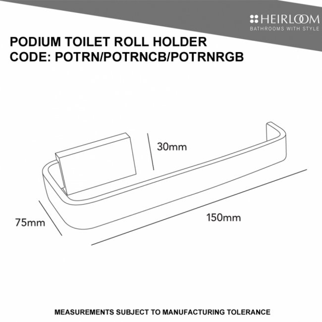 Heirloom Podium Toilet Roll Holder Brushed Nickel
