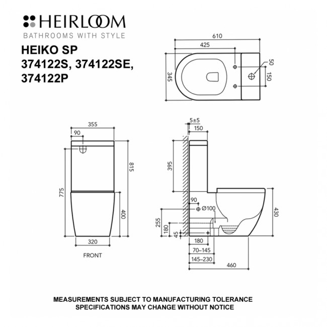 Heirloom Heiko Short Projection Toilet Suite