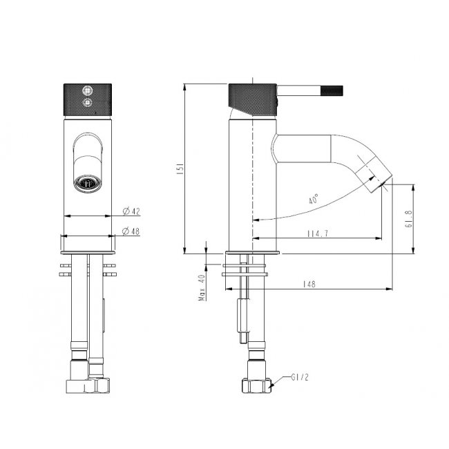 Robertson Elementi Uno Etch Basin Mixer Curved Spout - Gun Metal
