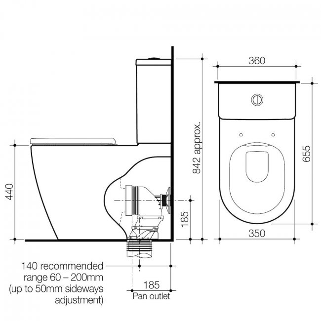 Caroma Urbane II Cleanflush Wall Faced Close Coupled Toilet Suite (with GermGard)