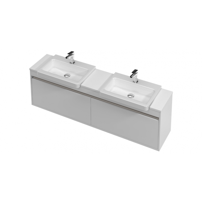 St Michel City 40 Vanity 1600 Wall with Semi-Recessed Basin Double Basin - 2 Drawers 