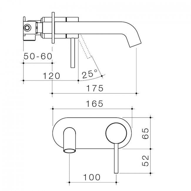 Caroma Liano II 175mm Wall Basin/Bath Mixer - Rounded Cover Plate - Gunmetal