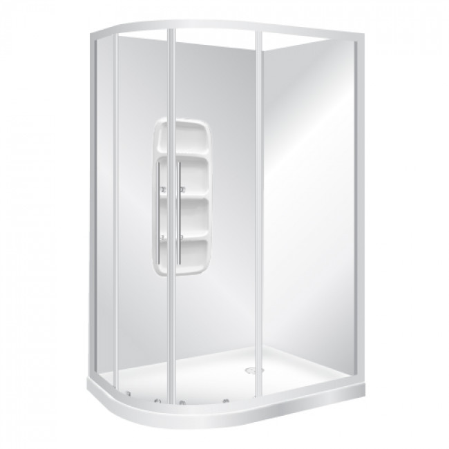 Symphony Showers Curvato Round Shower, Moulded Wall - White