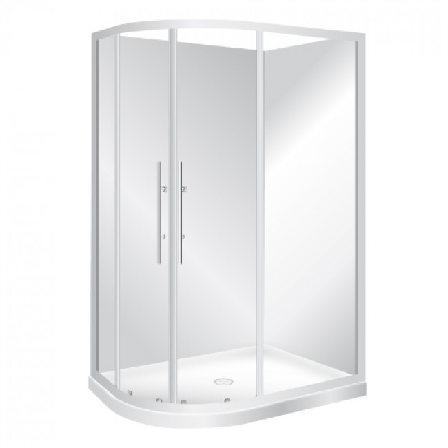 Symphony Showers Curvato Round Shower, Flat Wall - White