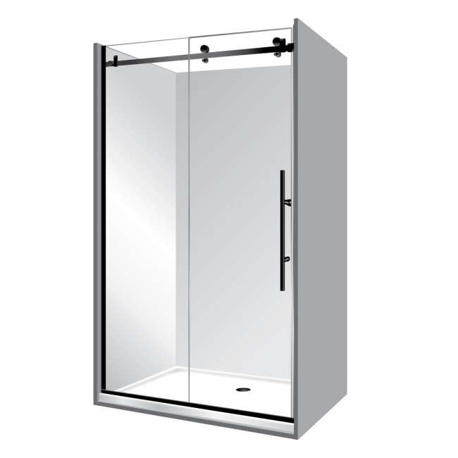 Symphony Showers Premier Frameless Alcove Sliding Door Shower - Black