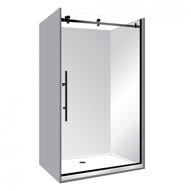 Symphony Showers Premier Frameless Alcove Sliding Door Shower - Black