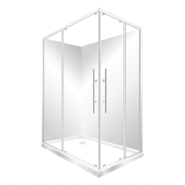 Symphony Showers V-Slider 2 Sided Shower, Flat Wall - White