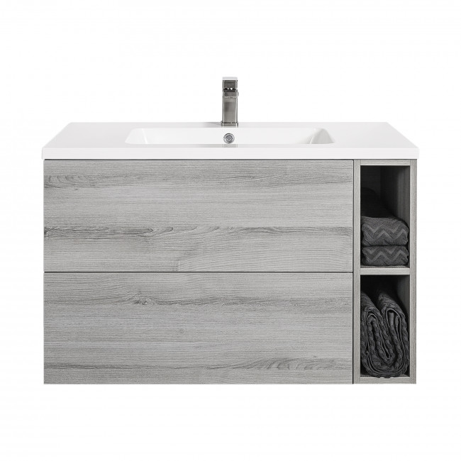 Aquatica Katrina Grey Wash Vanity Cabinet and Top 900mm, 2 Drawers, 1 Side Shelf
