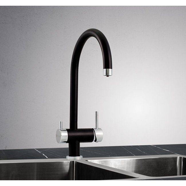 Puretec Quick Twist Undersink Water Filter using Ultra Z Filtration Technology with Tripla BL1 Black Mixer Tap