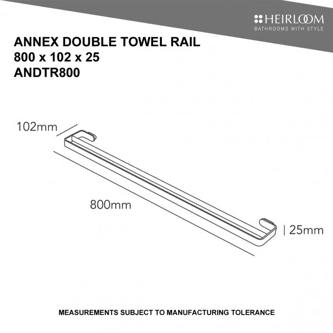 Heirloom Annex Double Towel Rail 800mm