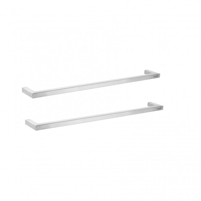 Tranquillity Square Single Bar Heated Towel Rail 850mm - Brushed Stainless