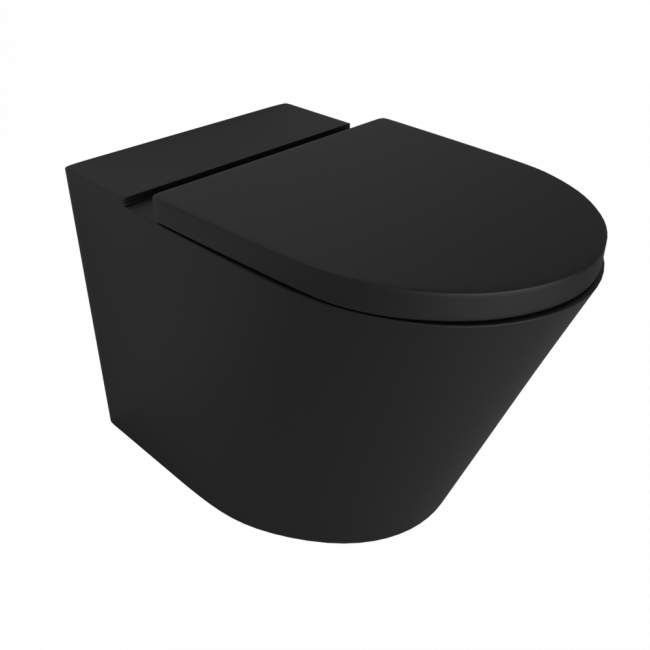 Waterware Vivo Floor Mounted Pan with Thick Seat (rimless) Matte Black