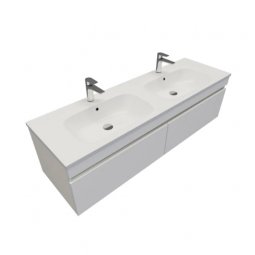 Newtech Brookfield 1500 Wall Hung Vanity, Double Basin, 2 Drawer
