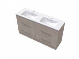 Clearlite Cashmere Double Bowl Double Drawer Vanity 1500