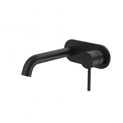 Caroma Liano II 175mm Wall Basin/Bath Mixer - Rounded Cover Plate - Matte Black