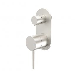 Caroma Liano II Bath/Shower Mixer with diverter - Rounded Cover Plate - Brushed Nickel