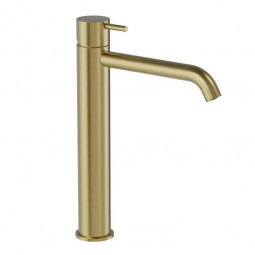 Plumbline Buddy High Curved Spout Basin Mixer - Brushed Brass PVD