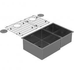 Burns & Ferrall Zomodo PearlArc Double Bowl 60/40 (Double Sink & Grid Left Hand) - Sonic Grey