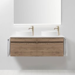 VCBC Soft Solid Surface 1300 Wall-Hung Vanity, 2 Drawers, Double Bowl