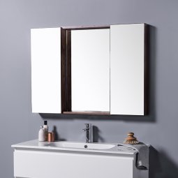Michel Cesar Mirror Unit 1000 - 2 Doors, 4 Glass Shelves