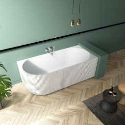 Newtech Willow 1500 Right Corner Back to Wall Bath - Gloss White