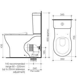 Caroma Opal Cleanflush Easy Height Wall Faced Close Coupled Toilet ...