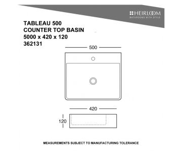 Tableau 500 Countertop/Wall Basin