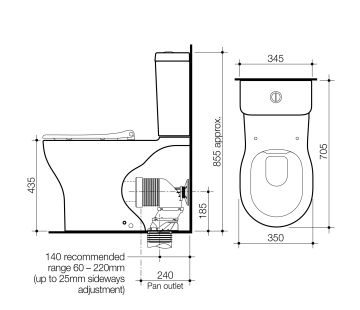 Opal Cleanflush Wall-Faced Suite (Double flap seat) 