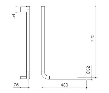 Opal Support Rail 90 Degree Angled