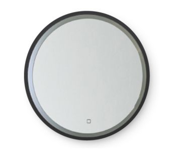 Broadway Round Black Frame Mirror with LED Lighting & Demister - Black