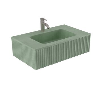 Bare Concrete Fluted Wall Basin, 755mm