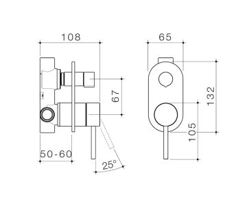 Liano II Bath/Shower Mixer with diverter - Rounded Cover Plate