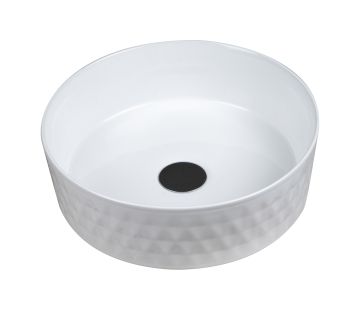 Coral Diamond Round Vessel Basin - Gloss White