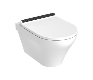 Elegance Wall-Hung Toilet Pan & Seat, Black Graphite Trim, No Cistern