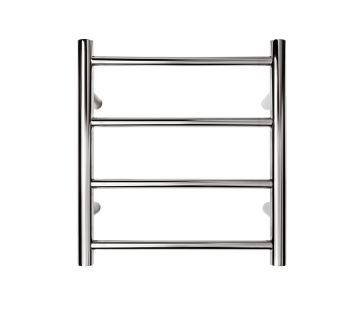 Jersey Round Heated Towel Rail: 4 Bars - Polished