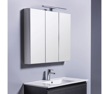 Mirror Unit 900 - 3 Doors, 4 Glass Shelves