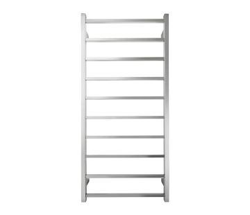 Jersey Square Heated Towel Rail: 10 Bars - Polished