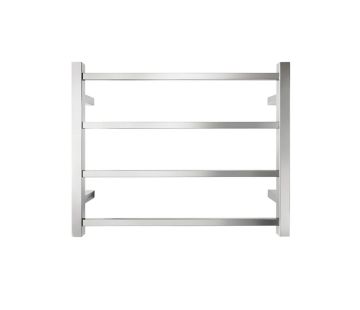 Jersey Square Heated Towel Rail: 4 Bars - Polished