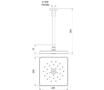 Shower Head Satinjet Square Overhead Drencher Ceiling Mounted