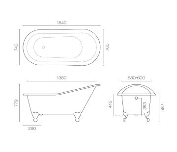 McKinley Slipper 1540 Bath Painted Excl. Feet