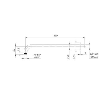 Wall Mounted Horizontal Arm 450mm